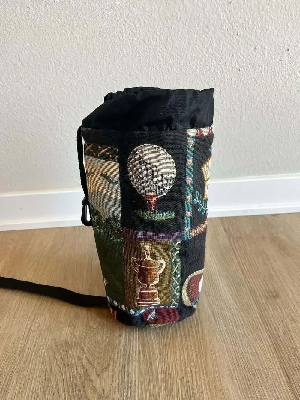 Cool Tote, Vintage Golf Theme Tapestry Insulated Wine Bottle Cooler Bag